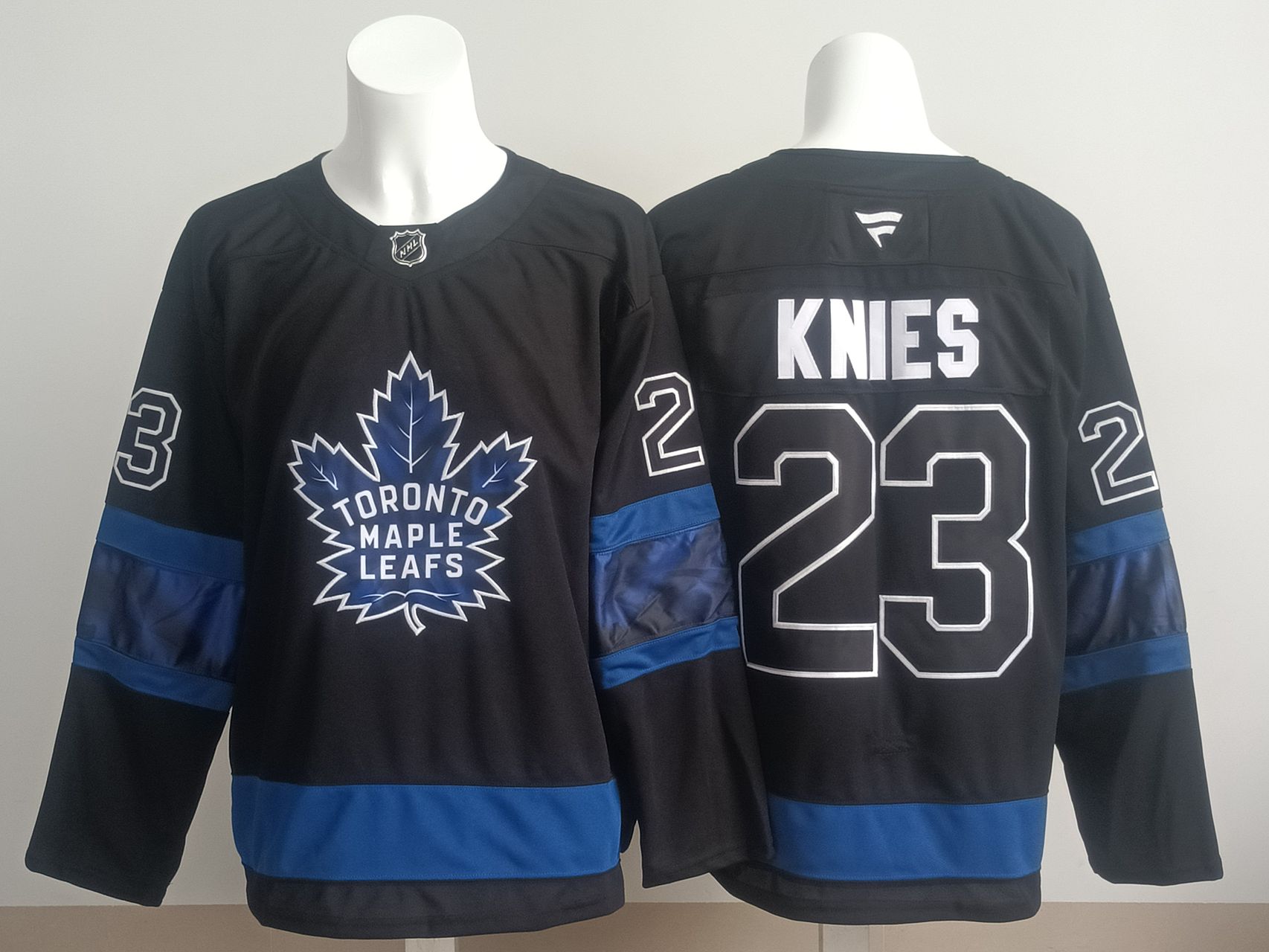 Men 2025 Toronto Maple Leafs 23 Knies Black Fanatics Home Premium NHL Jersey style 11